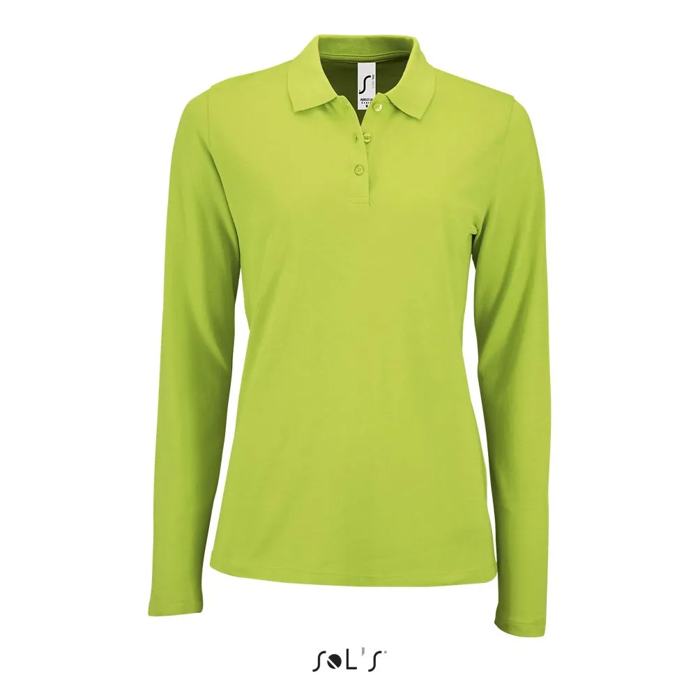 Polo Piqué De Manga Larga Para Mujer SOL'S PERFECT LSLS WOMEN VERDE MANZANA