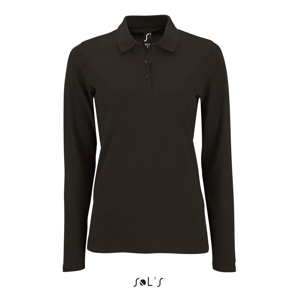 Polo Piqué De Manga Larga Para Mujer SOL'S PERFECT LSLS WOMEN NEGRO