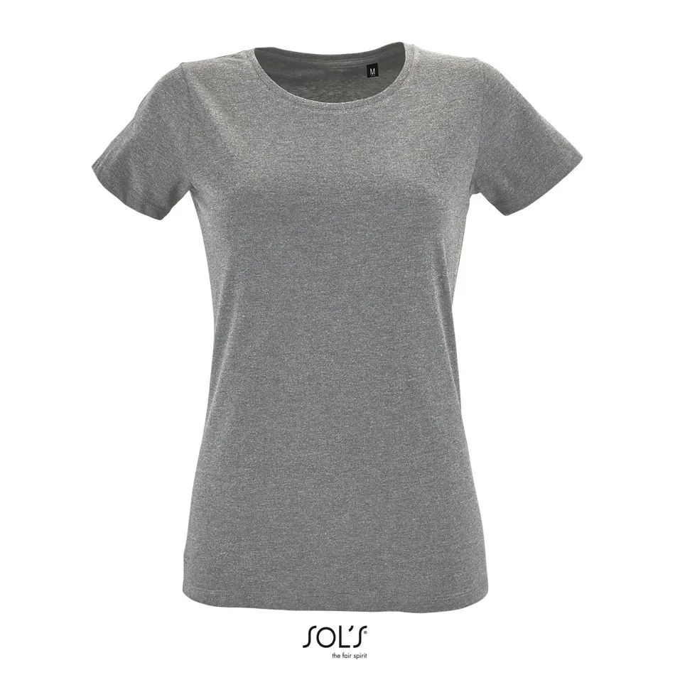 Camiseta Ajustada De Mujer Con Cuello Redondo SOL'S REGENT FIT WOMEN GRIS MEZCLA