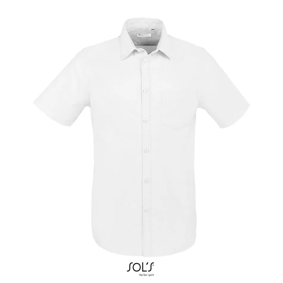 Camisa De Oxford De Hombre De Manga Corta SOL'S BRISBANE FIT BLANCO