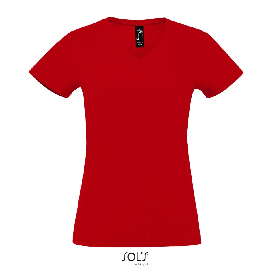 Camiseta De Mujer De Cuello De Pico SOL'S IMPERIAL V WOMEN ROJO