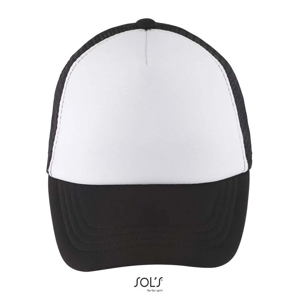 Gorra De Malla De 5 Paneles Para Niño SOL'S BUBBLE KIDS BLANCO / NEGRO