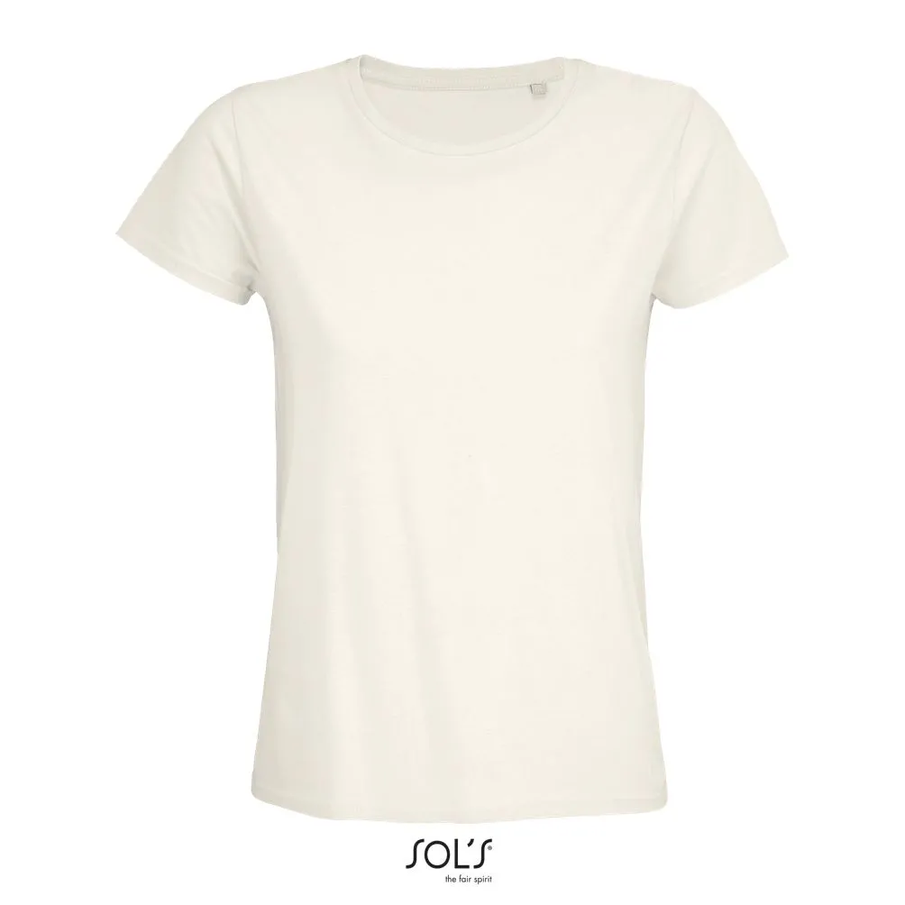 Camiseta Mujer Ajustada De Punto Liso Y Cuello Redondo SOL'S PIONEER WOMEN Blanco crema