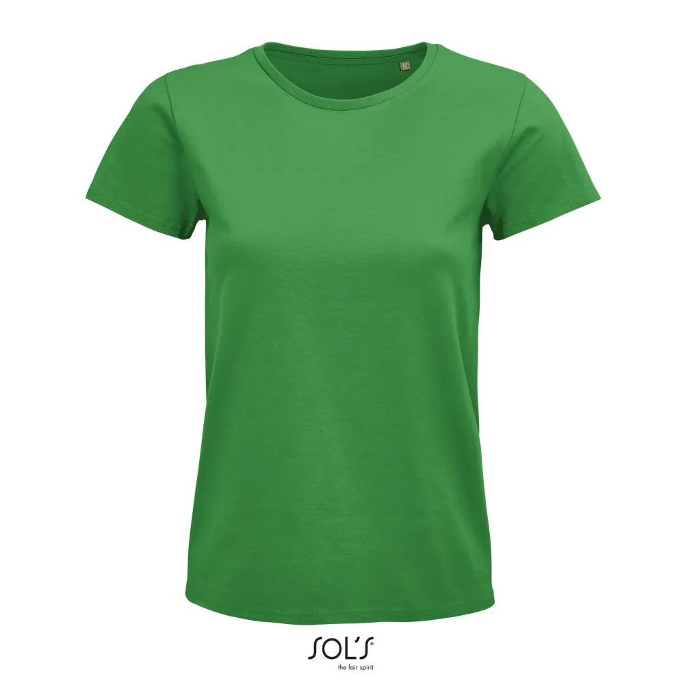 Camiseta Mujer Ajustada De Punto Liso Y Cuello Redondo SOL'S PIONEER WOMEN VERDE PRADERA