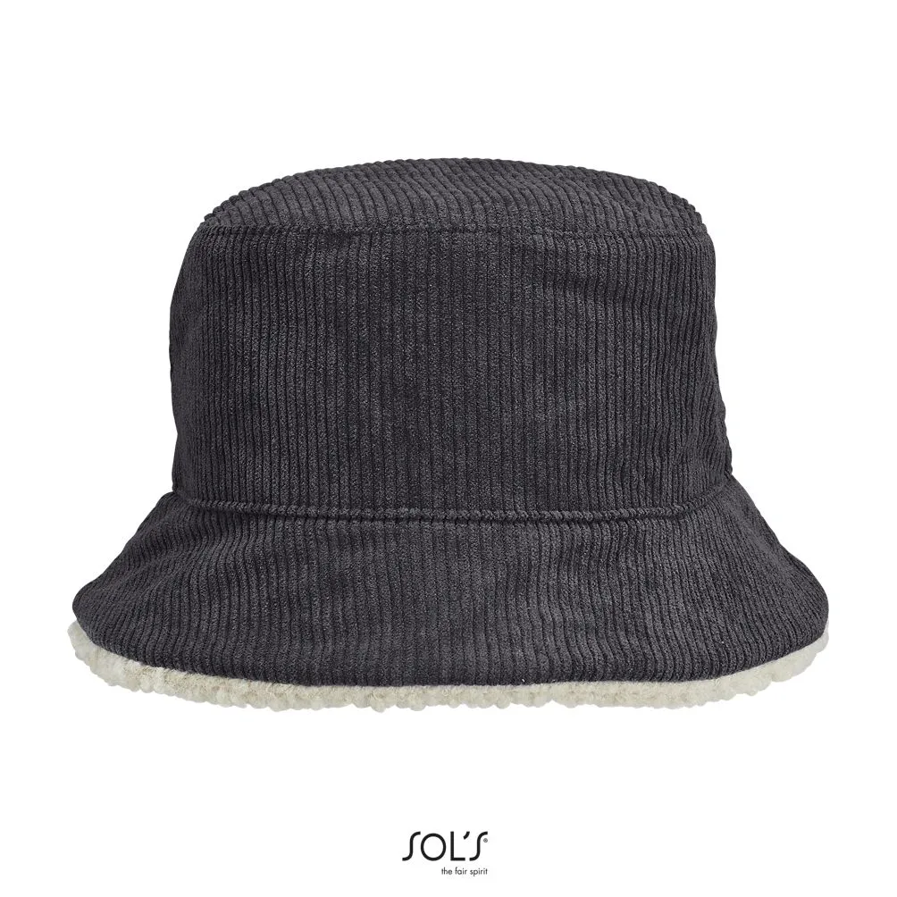 Sombrero De Pescador Reversible Sherpa Y Terciopelo SOL'S BUCKET 2IN1 Gris Carbon / Beige Natural