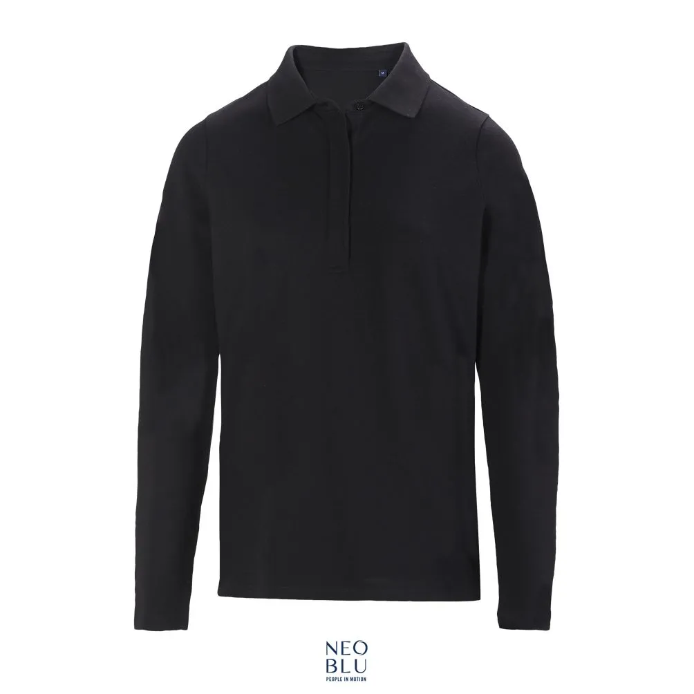 Polo Mujer Manga Larga Con Tapeta Oculta NEOBLU OWEN LSL WOMEN NEGRO PROFUNDO