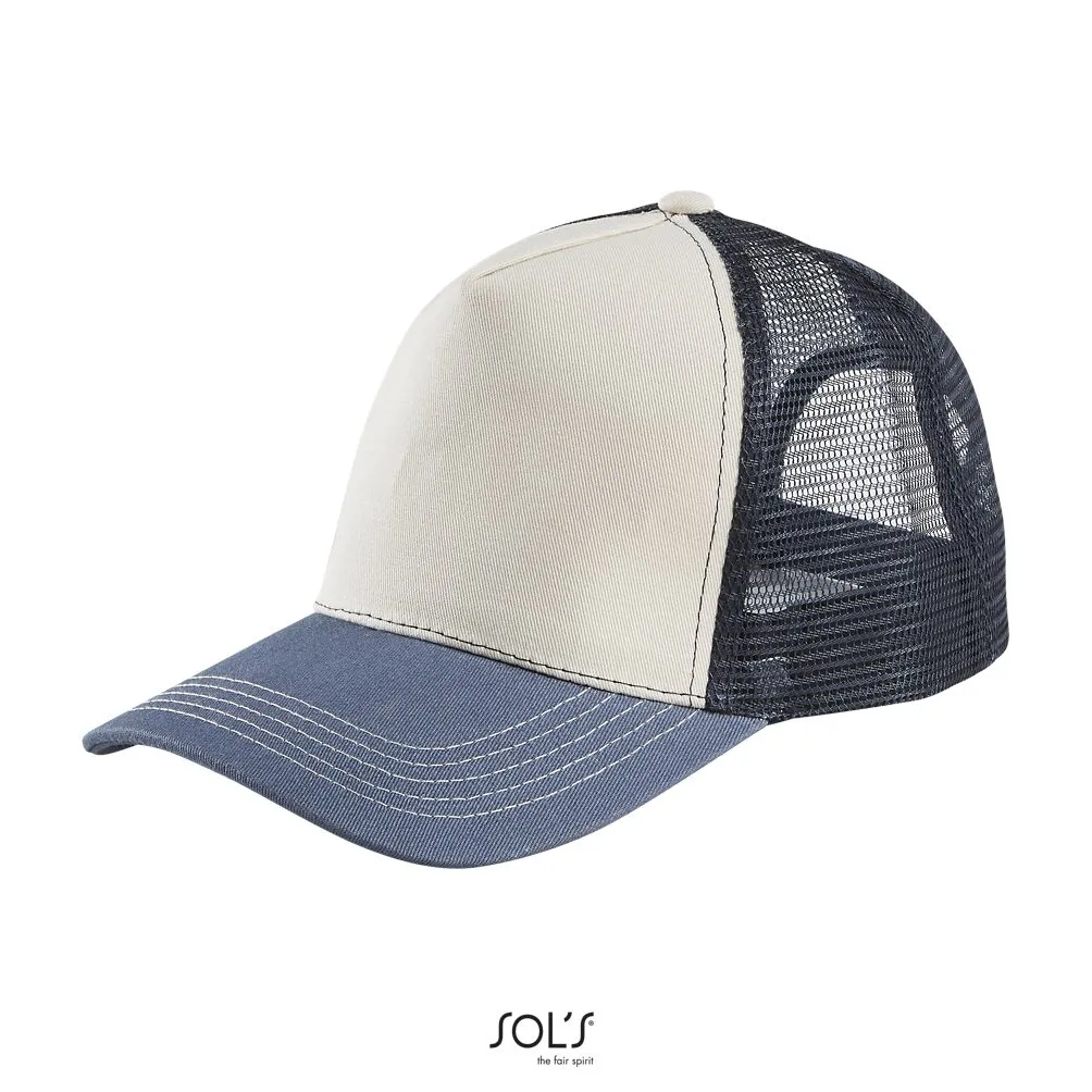Gorra De Malla De 5 Paneles SOL'S BLINK Off-Wh/Denim/French Marino