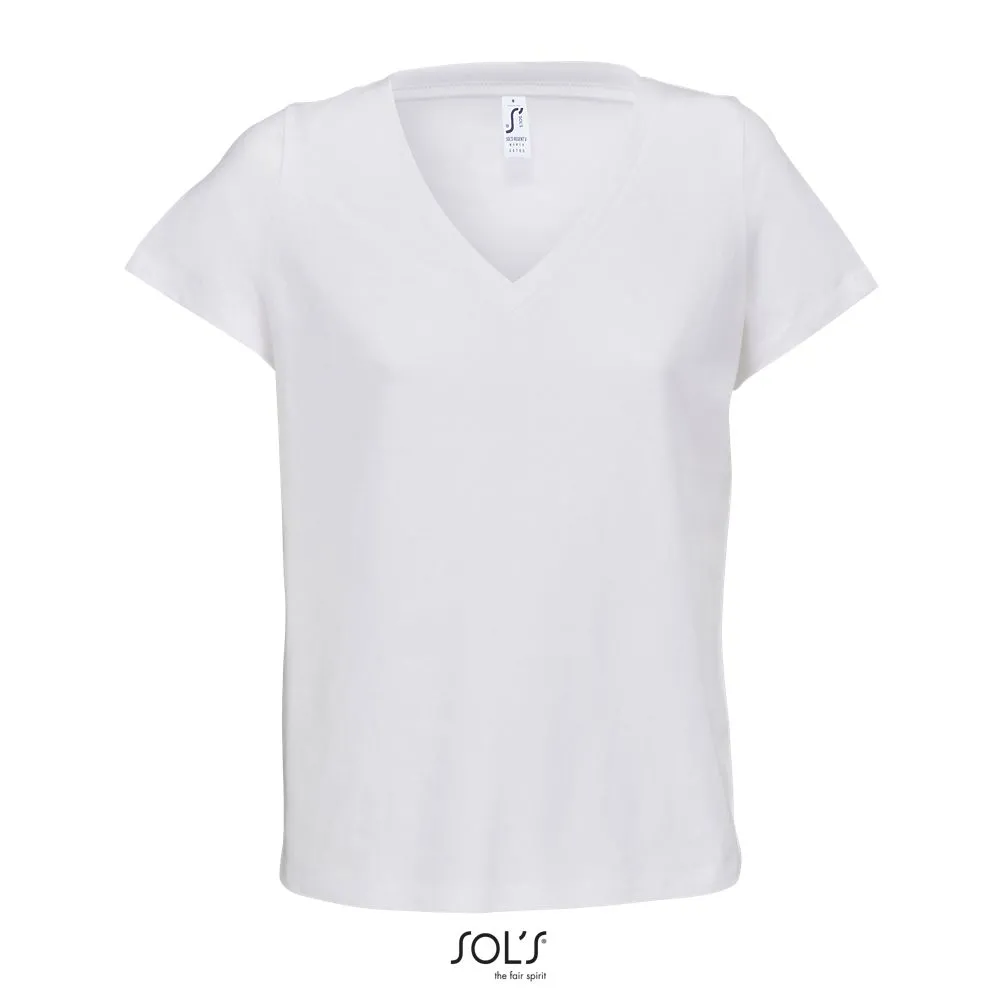 Camiseta De Cuello Pico Para Mujer SOL'S REGENT V WOMEN BLANCO