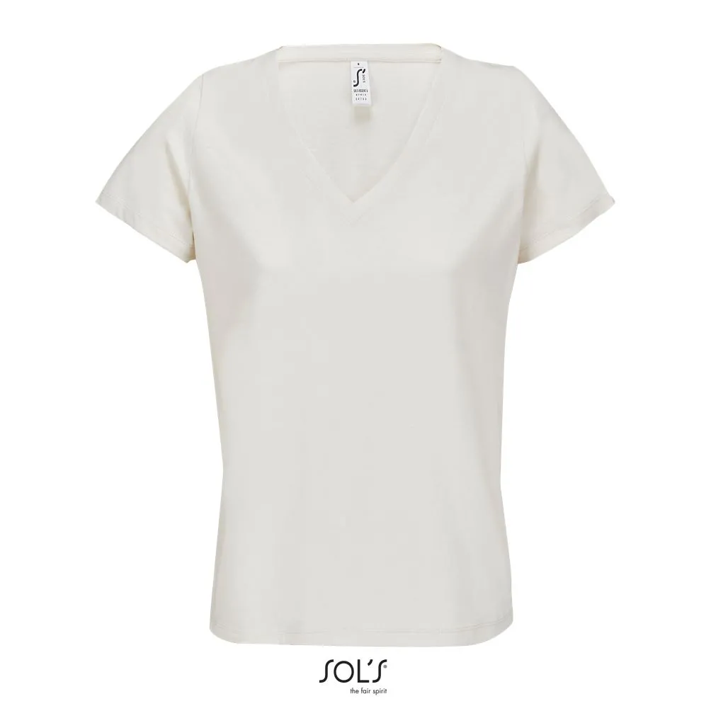 Camiseta De Cuello Pico Para Mujer SOL'S REGENT V WOMEN Blanco crema