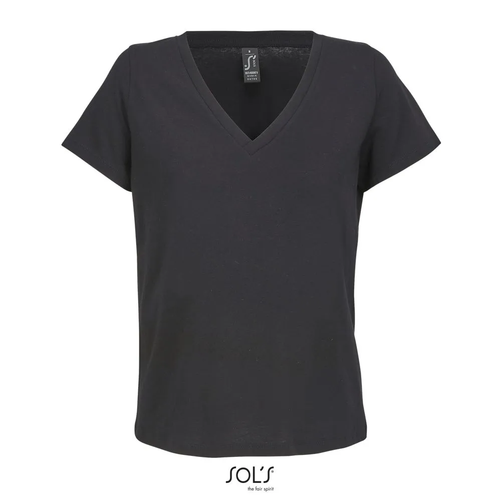 Camiseta De Cuello Pico Para Mujer SOL'S REGENT V WOMEN NEGRO PROFUNDO