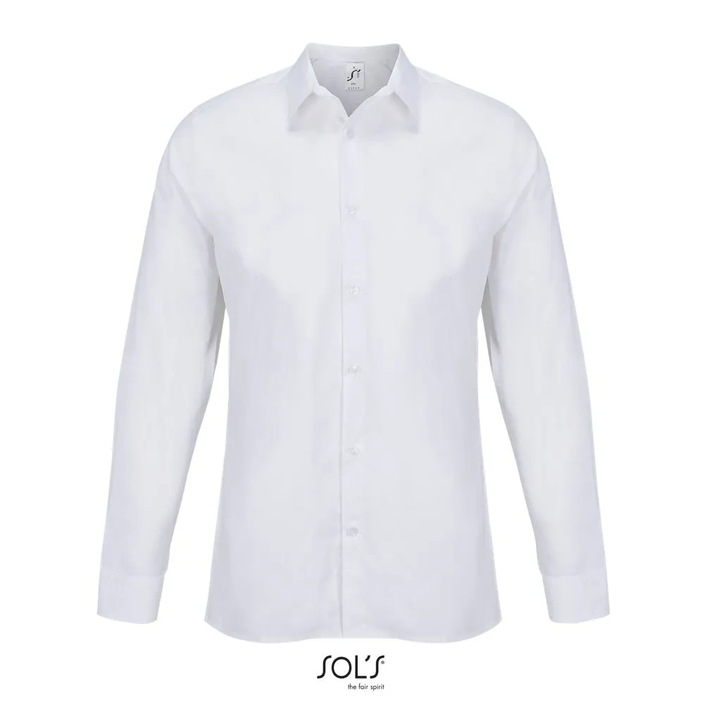 Camisa Popelina Manga Larga Para Hombre SOL'S BAILEY MEN BLANCO
