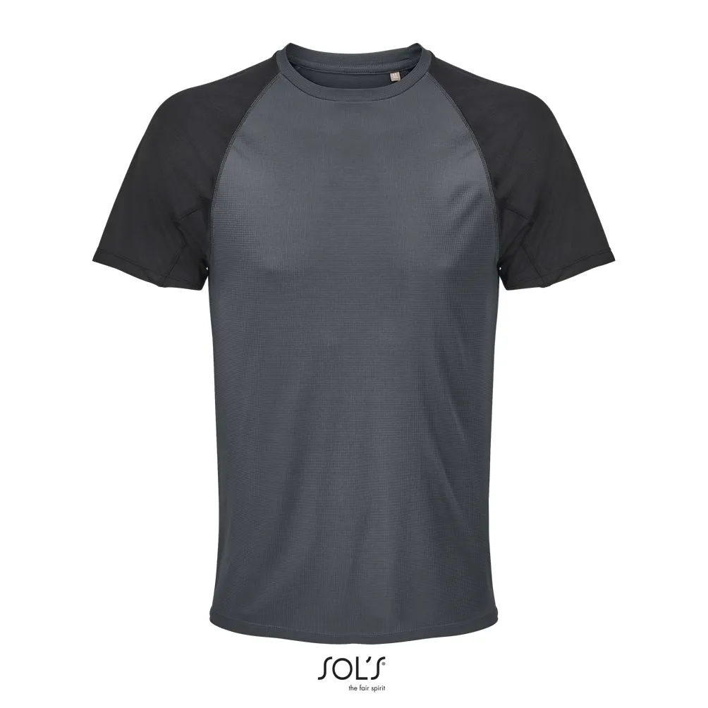 Camiseta Manga Raglán SOL'S VORTEX Negro/Antracita