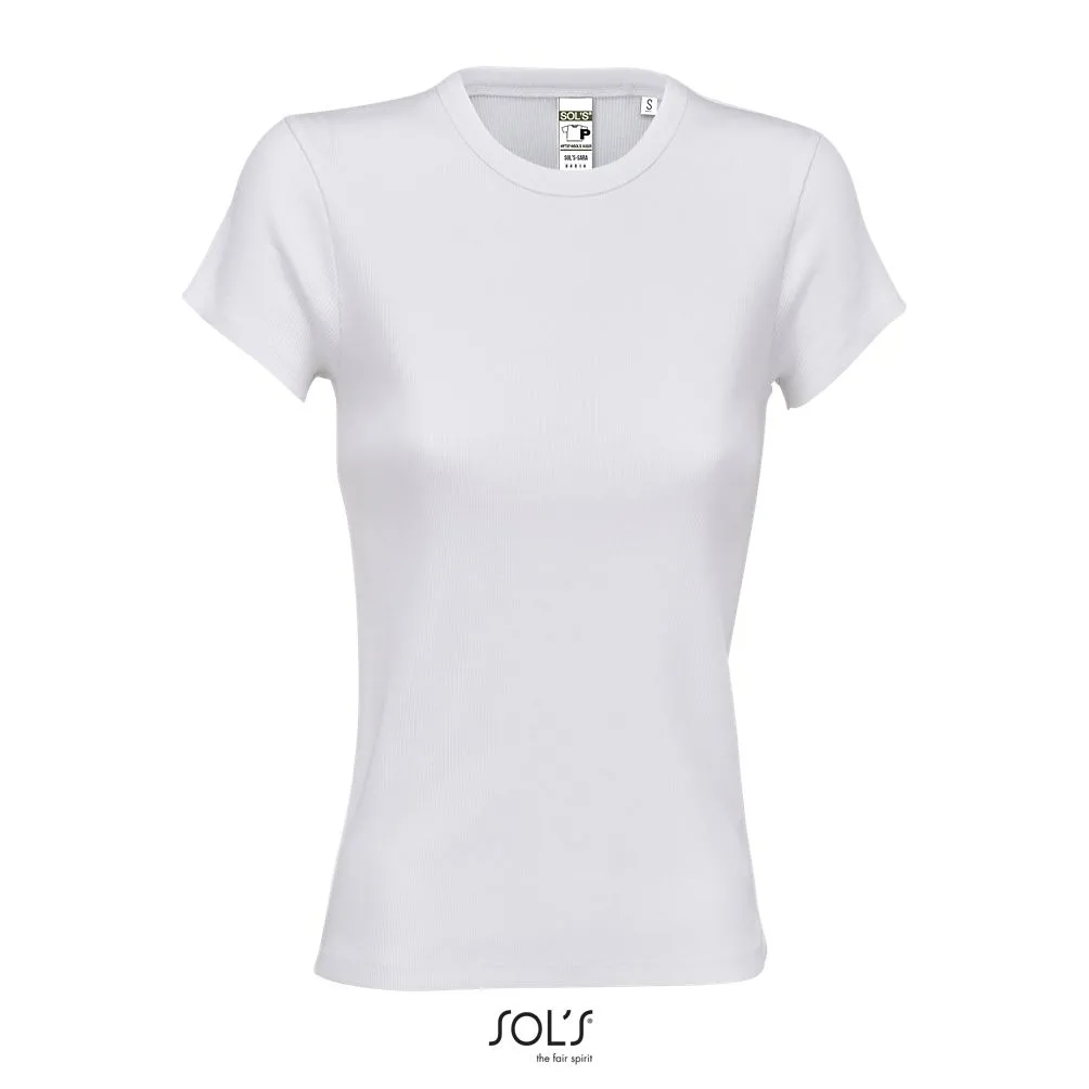 Camiseta Mujer Acanalada SOL'S SARA BLANCO