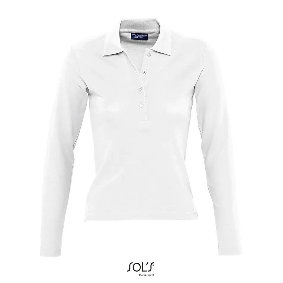 Polo Manga Larga Para Mujer SOL'S PODIUM BLANCO