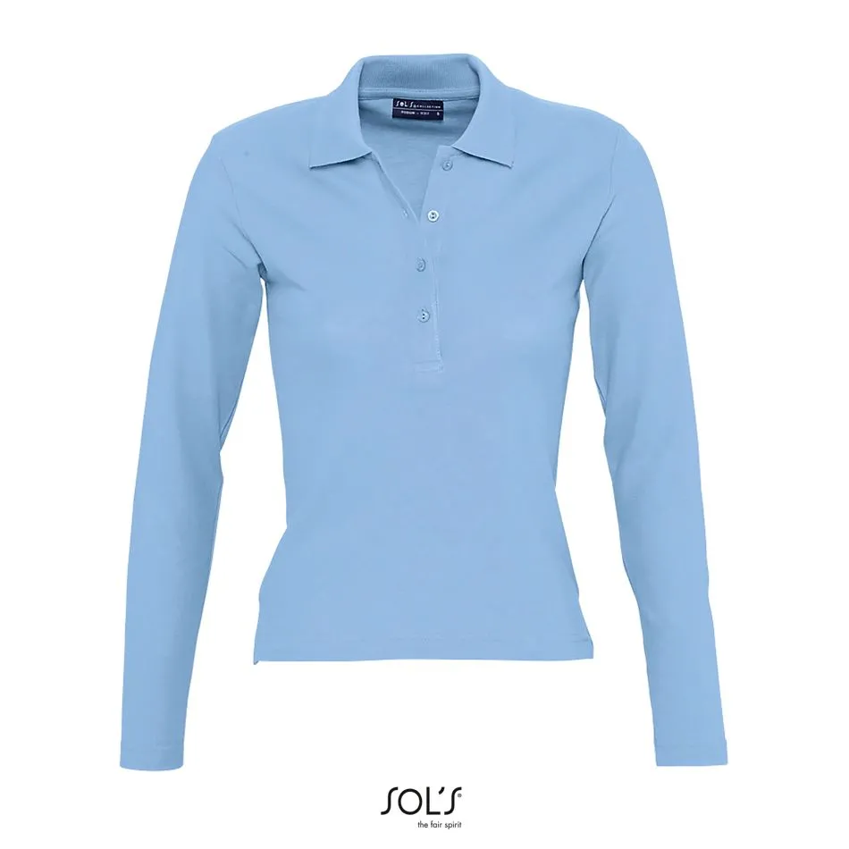 Polo Manga Larga Para Mujer SOL'S PODIUM AZUL CIELO