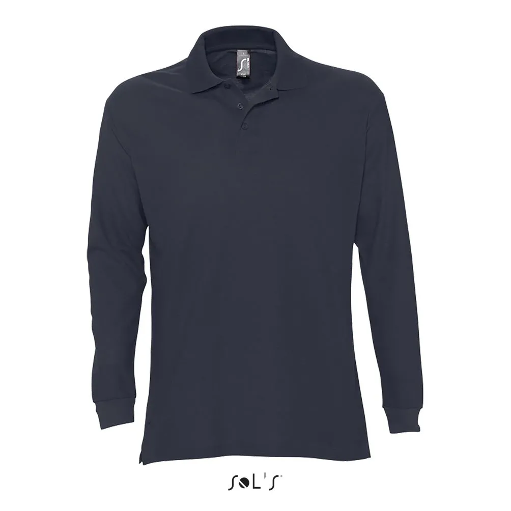 Polo Piqué De Manga Larga Para Hombre SOL'S STAR AZUL MARINO