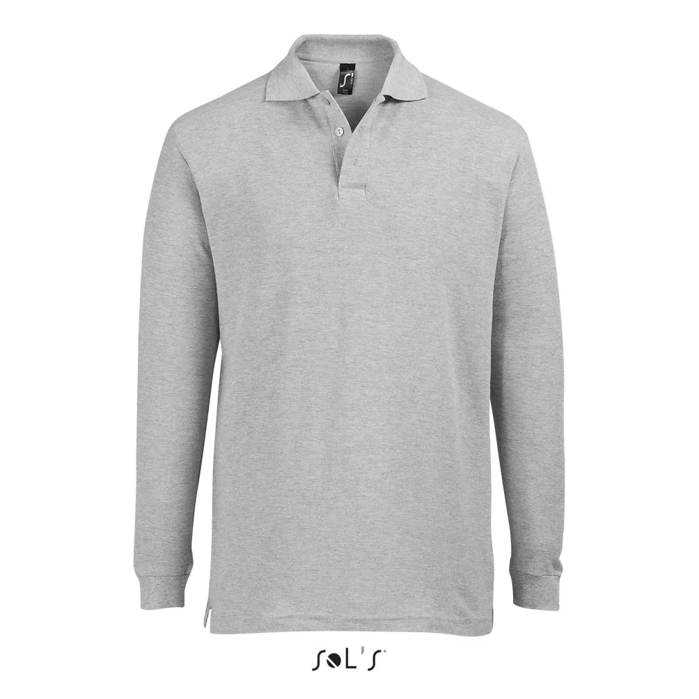 Polo Piqué De Manga Larga Para Hombre SOL'S STAR GRIS MEZCLA