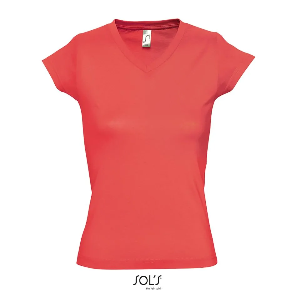 Camiseta Mujer Cuello Pico SOL'S MOON CORAL