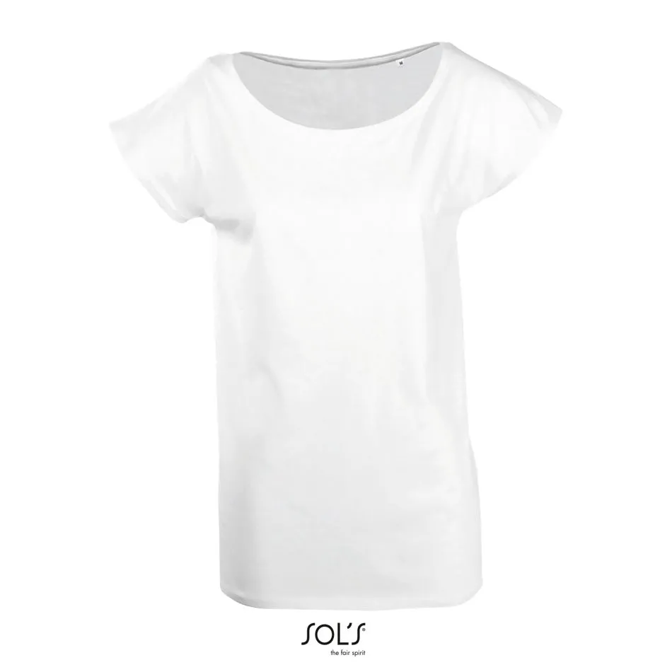 Camiseta Larga Mujer Manga Corta Tipo Kimono SOL'S MARYLIN BLANCO