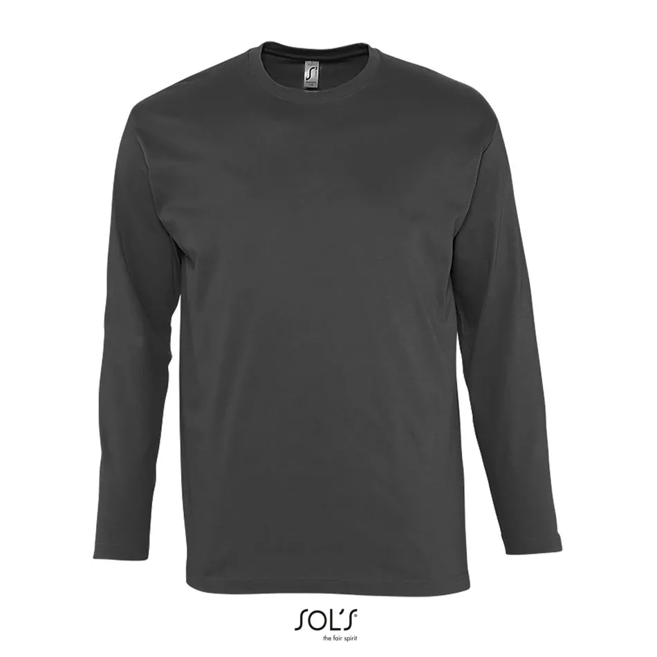 Camiseta Hombre Cuello Redondo Manga Larga SOL'S MONARCH GRIS OSCURO