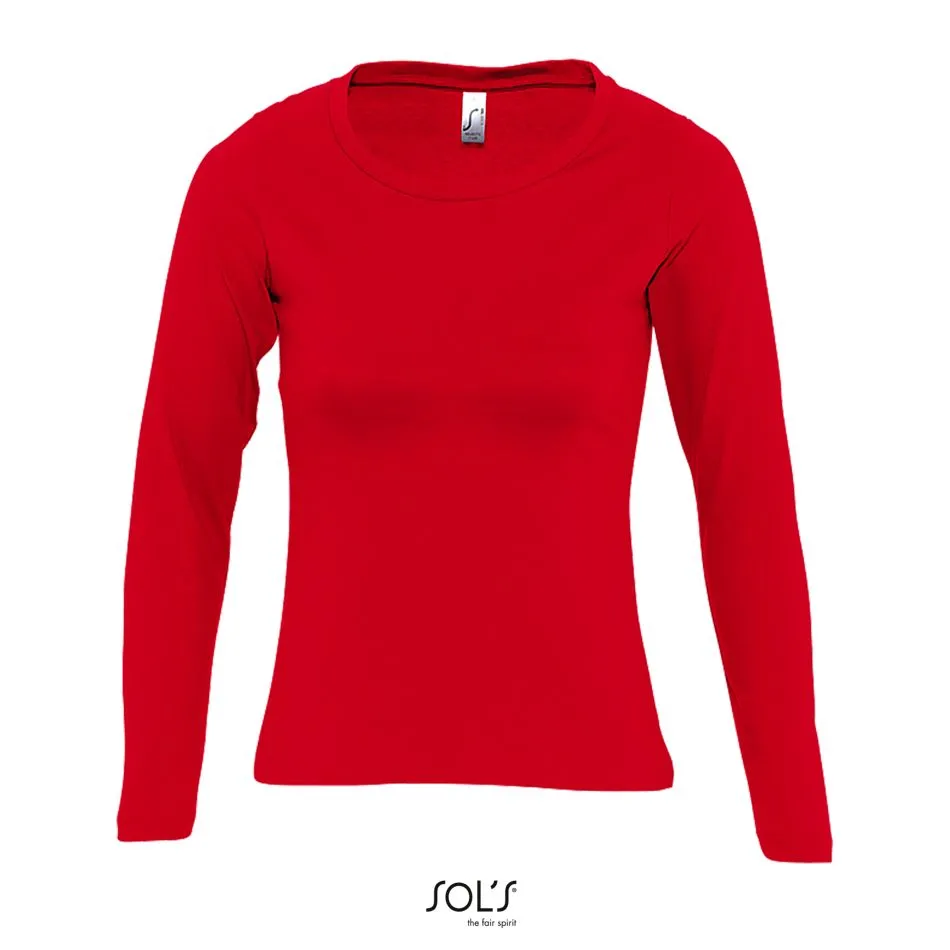 Camiseta Mujer Manga Larga Con Cuello Redondo SOL'S MAJESTIC ROJO