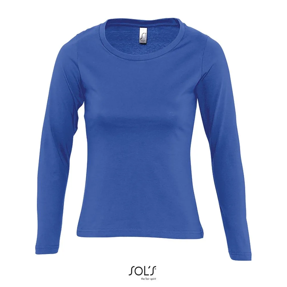 Camiseta Mujer Manga Larga Con Cuello Redondo SOL'S MAJESTIC AZUL ROYAL