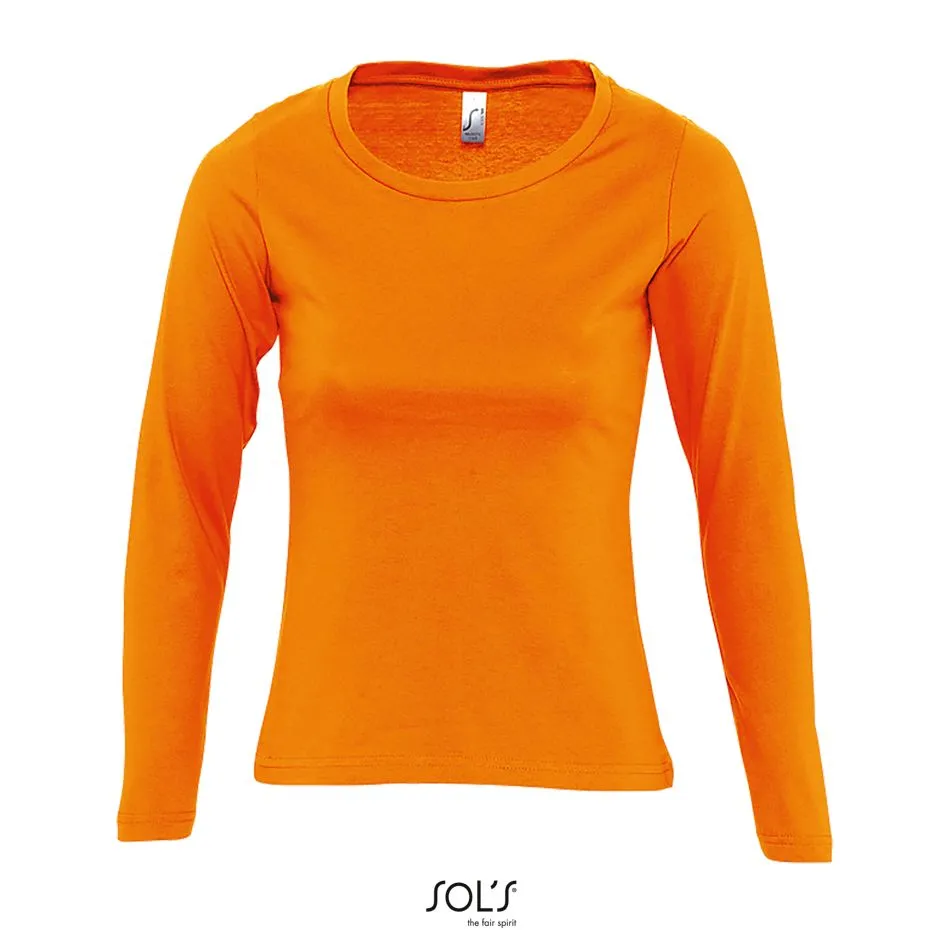 Camiseta Mujer Manga Larga Con Cuello Redondo SOL'S MAJESTIC NARANJA