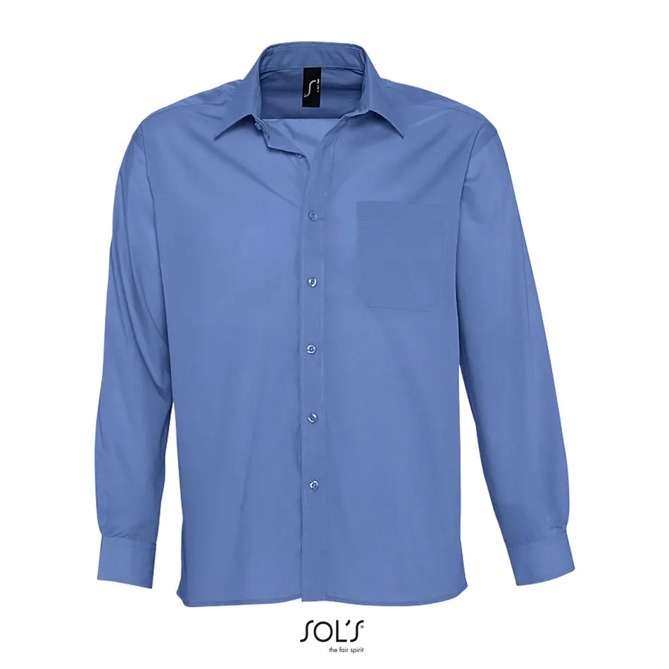Camisa Hombre Popelín Manga Larga SOL'S BALTIMORE AZUL MÉDIO