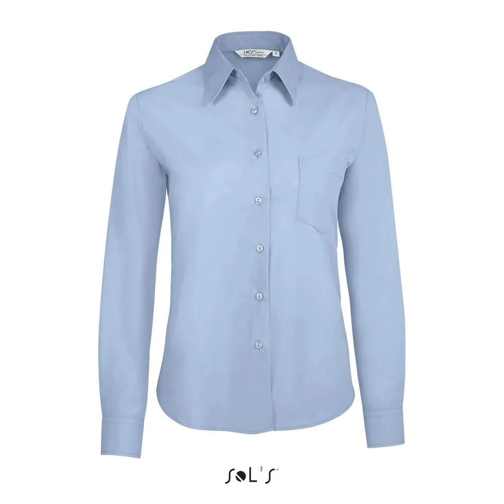 Camisa Mujer Popelín Manga Larga SOL'S EXECUTIVE AZUL CIELO