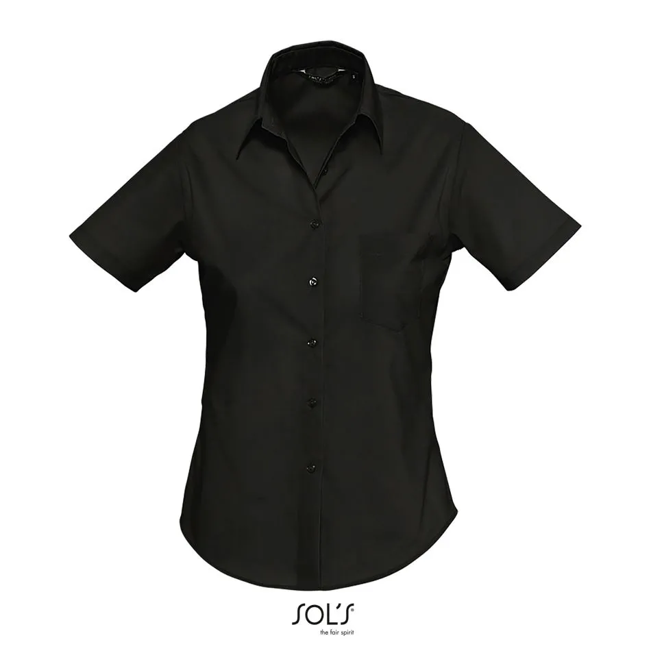 Camisa Popelín Mujer Manga Corta SOL'S ESCAPE NEGRO