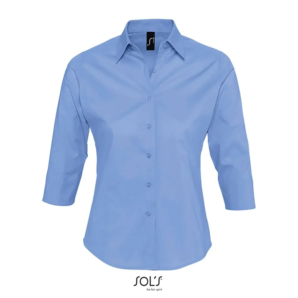 Camisa Stretch Mujer Manga 3/4 SOL'S EFFECT AZUL CIELO