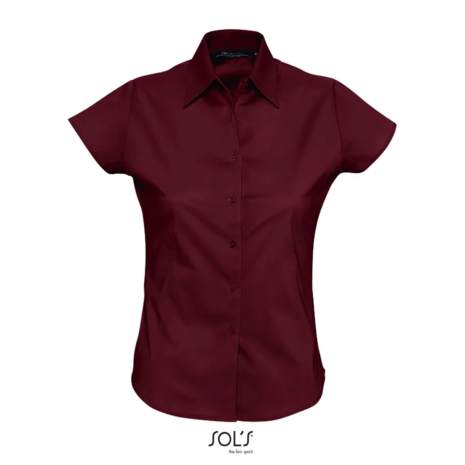 Camisa Strech Mujer Manga Corta SOL'S EXCESS BURDEOS MEDIO
