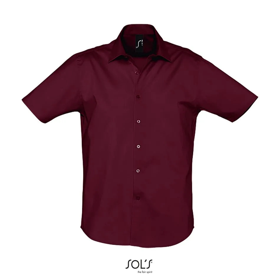 Camisa Strech Hombre Manga Corta SOL'S BROADWAY BURDEOS MEDIO