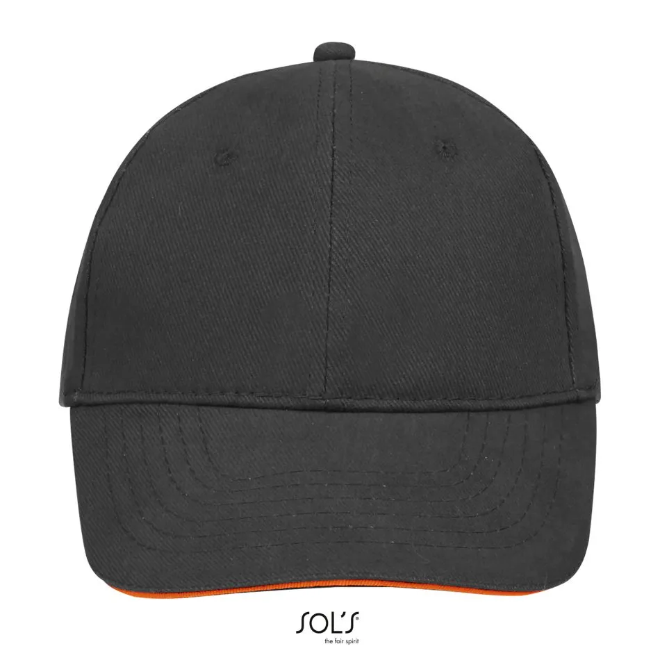 Gorra 6 Paneles SOL'S BUFFALO Gris oscuro / Naranja