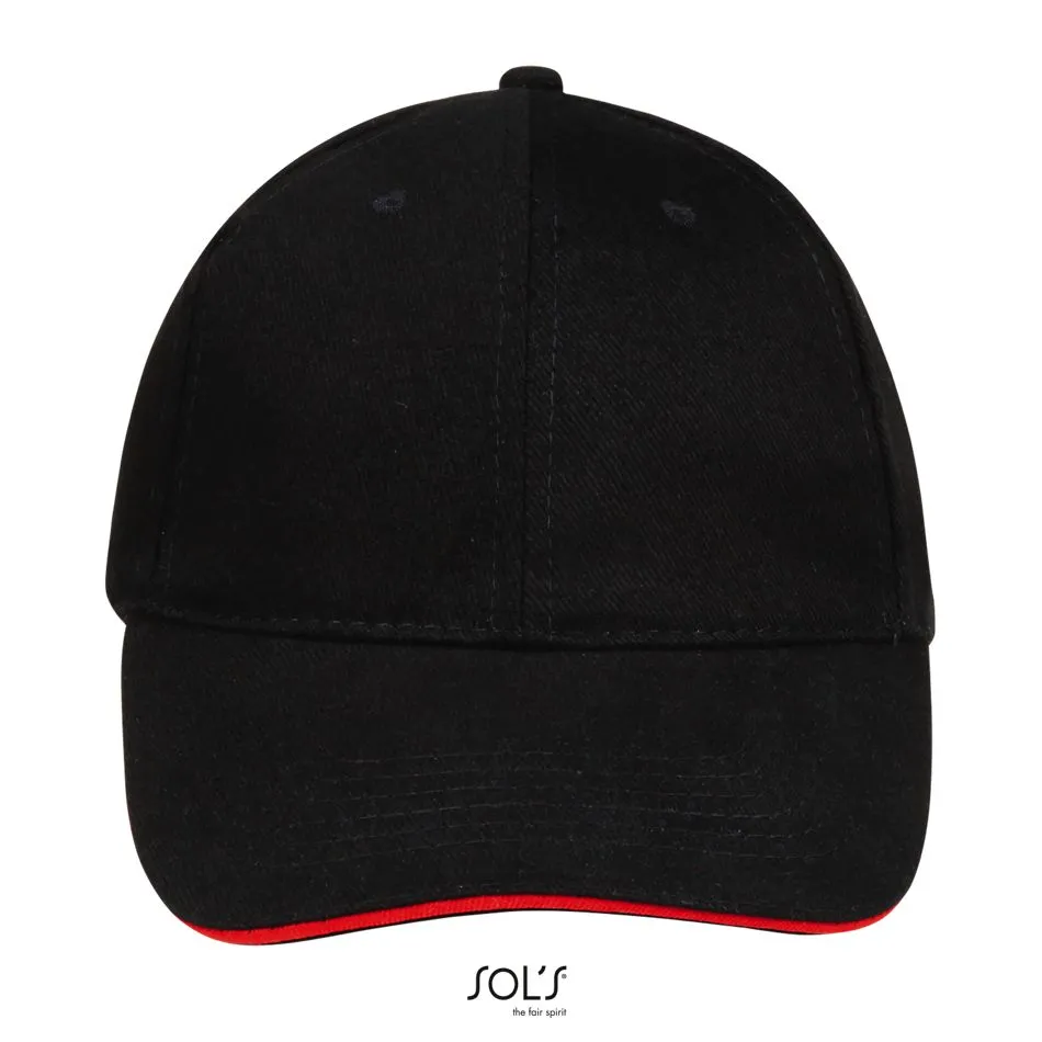 Gorra 6 Paneles SOL'S BUFFALO NEGRO / ROJO
