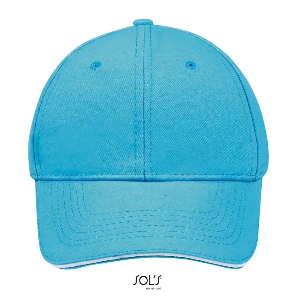 Gorra 6 Paneles SOL'S BUFFALO Azul Turquesa Blanco