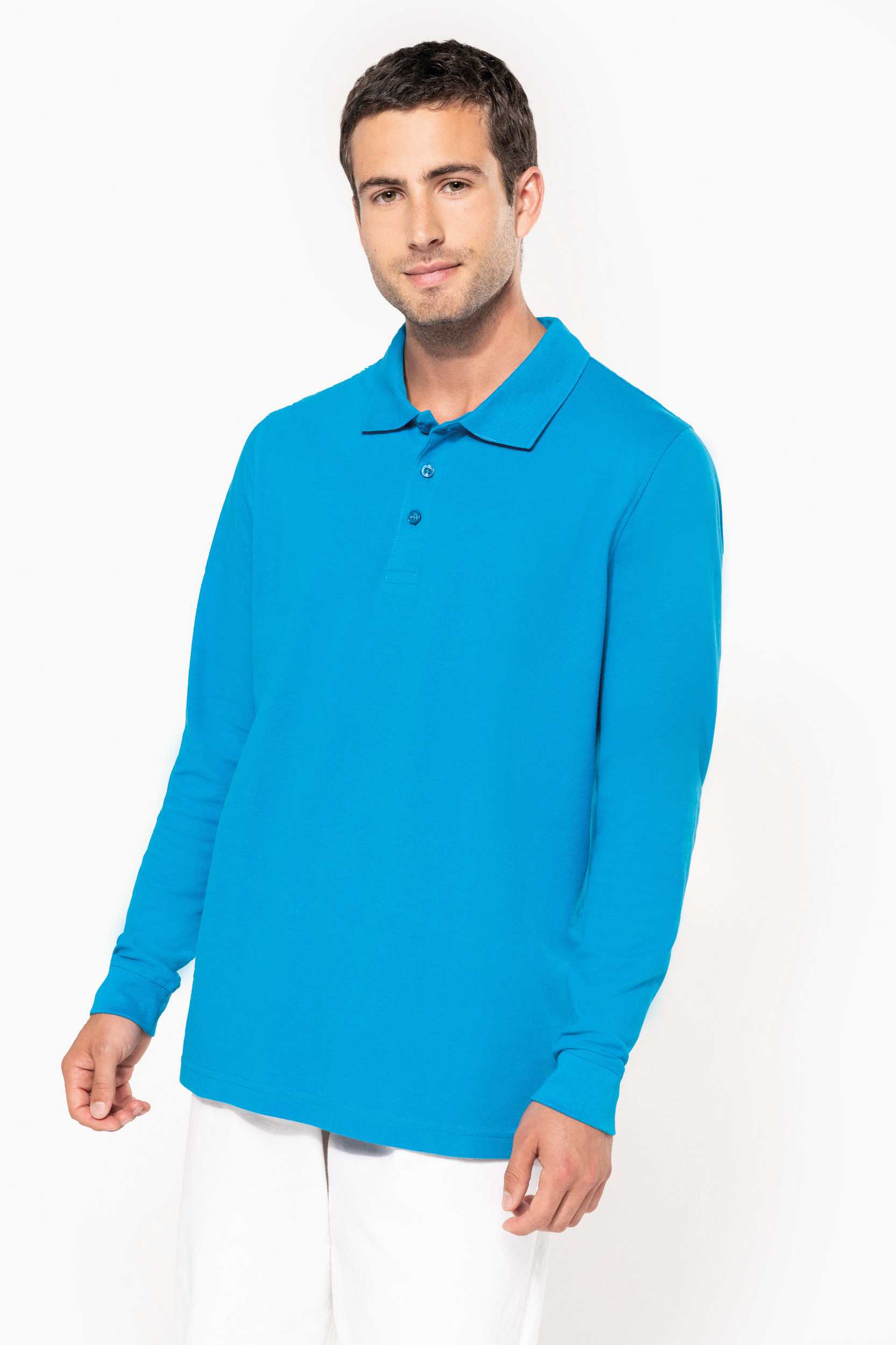 Polo piqué de manga larga de hombre