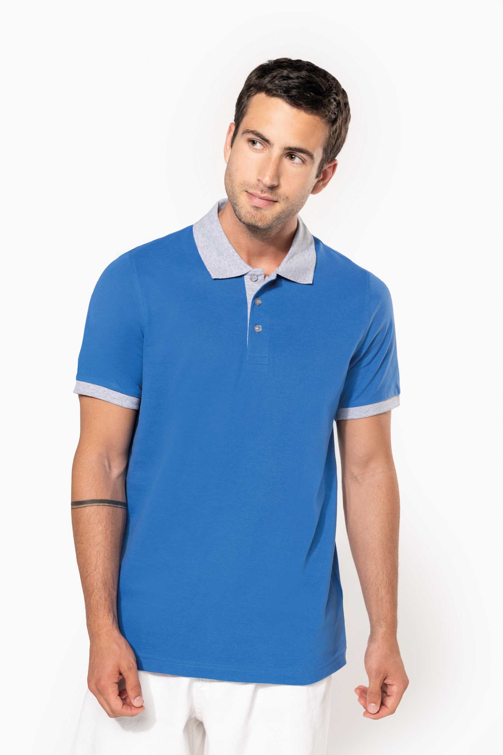 Polo piqué bicolor hombre
