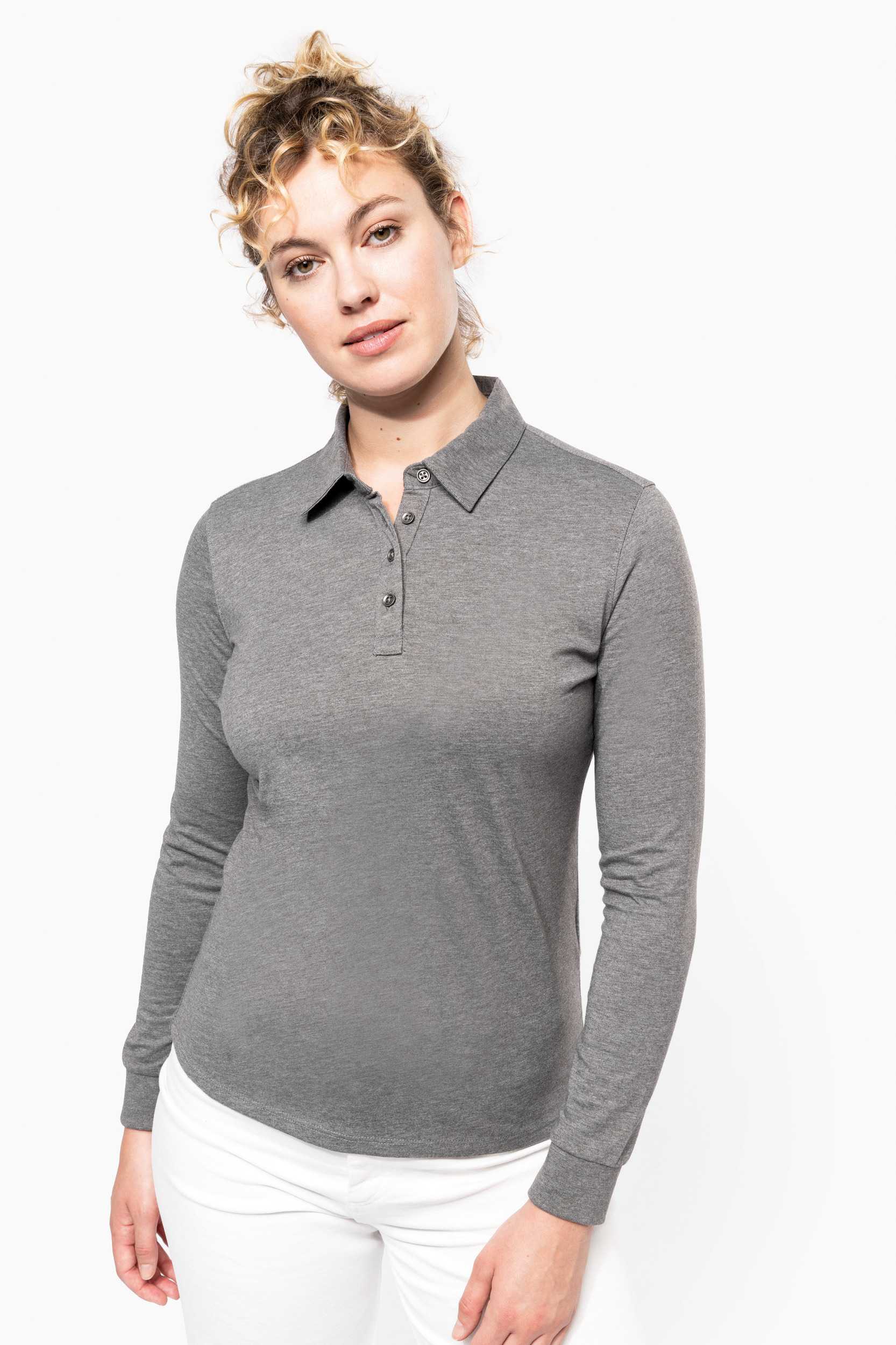  Kariban Polo jersey manga larga mujer