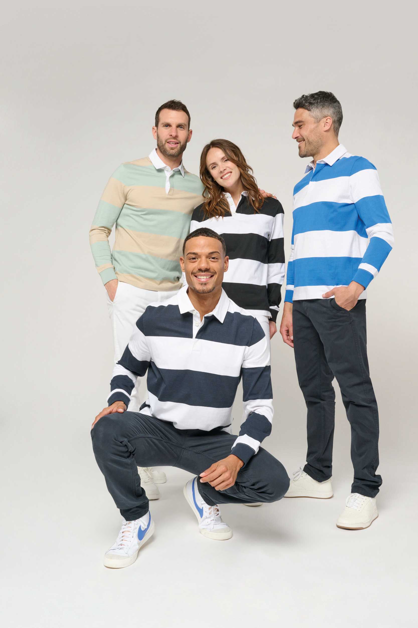  Kariban Polo a rayas manga larga unisex