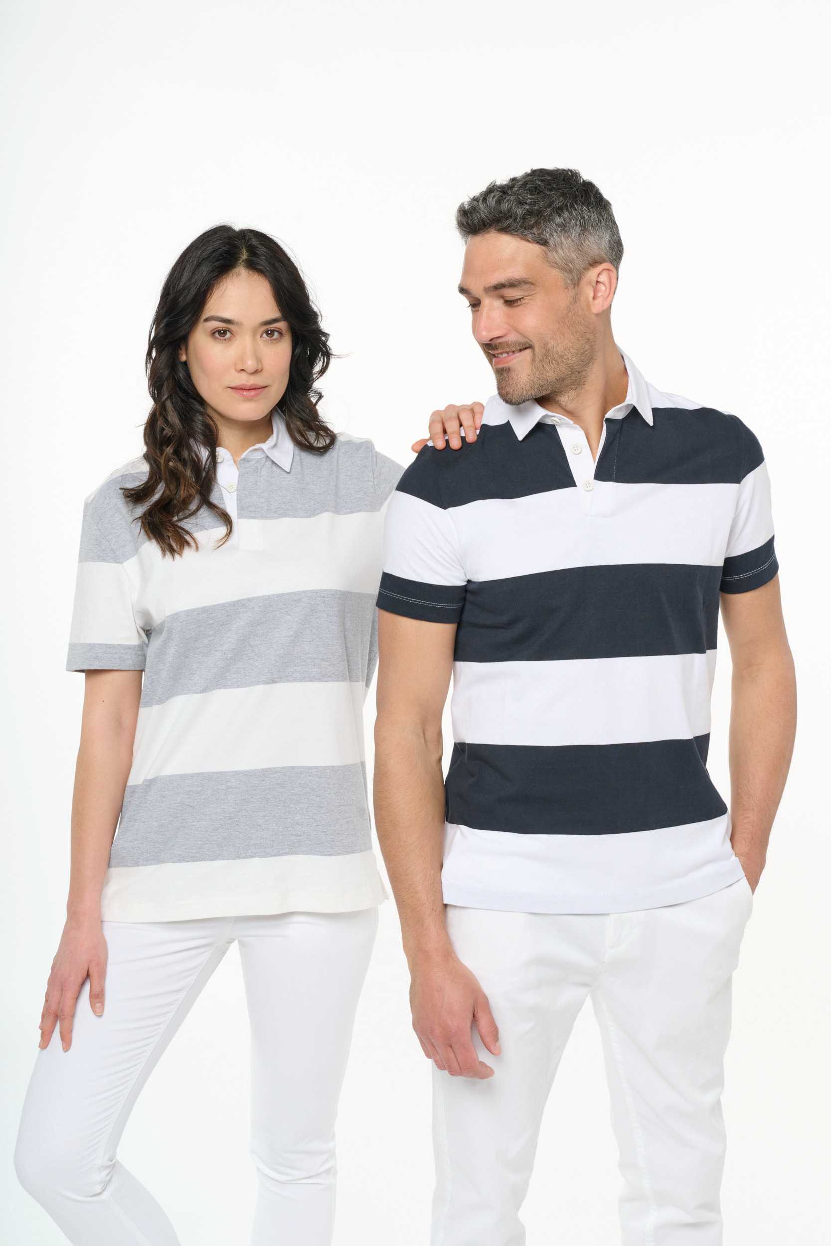  Kariban Polo a rayas manga corta unisex