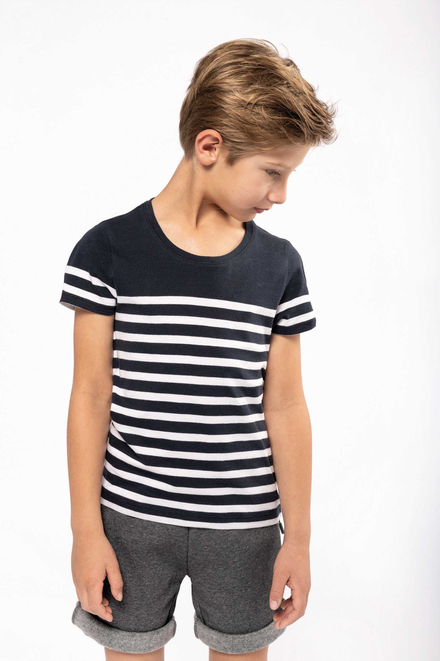  Kariban Camiseta marinera cuello redondo algodón orgánico niños