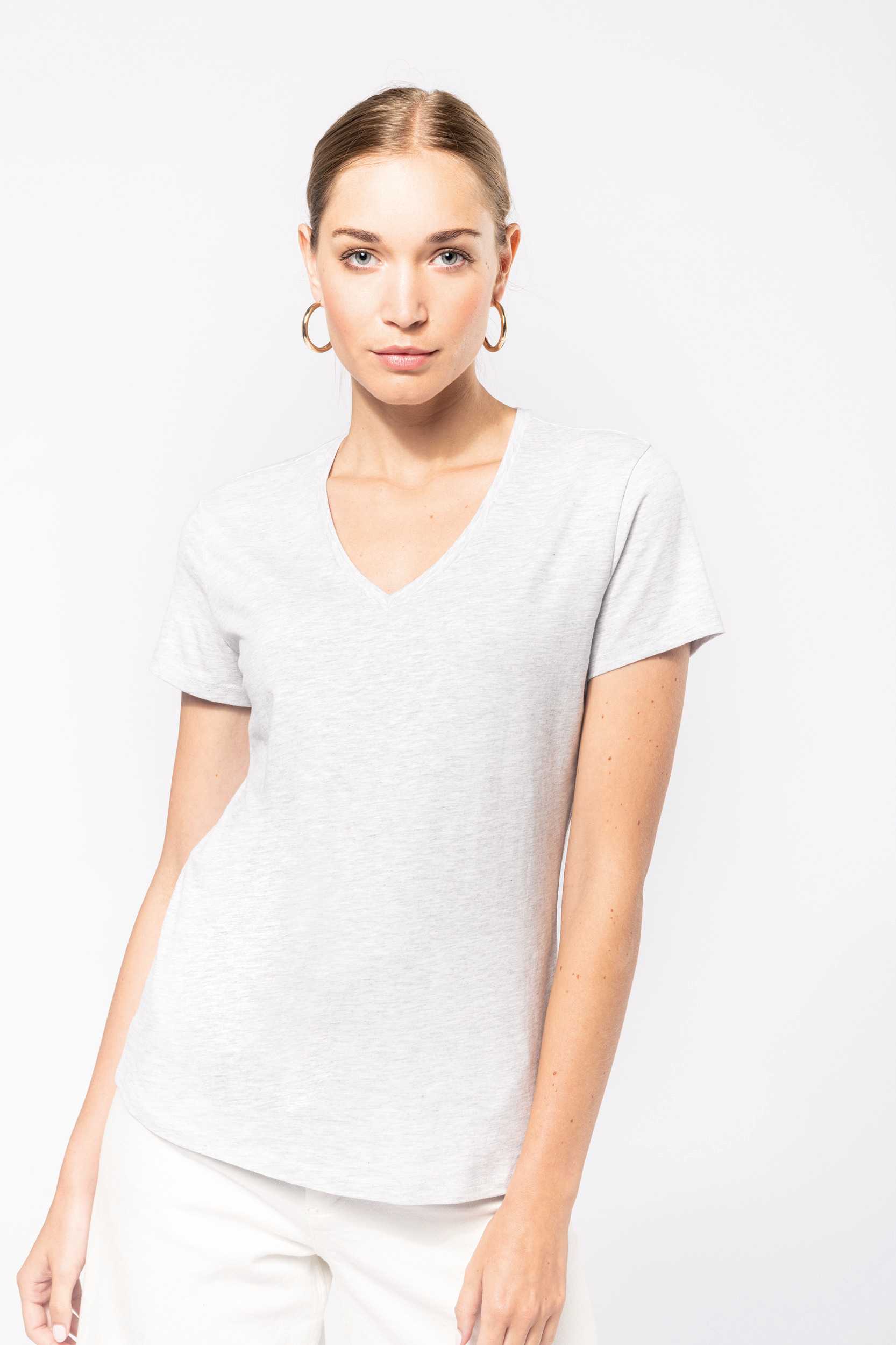  Kariban Camiseta de manga cota y cuello de pico mujer