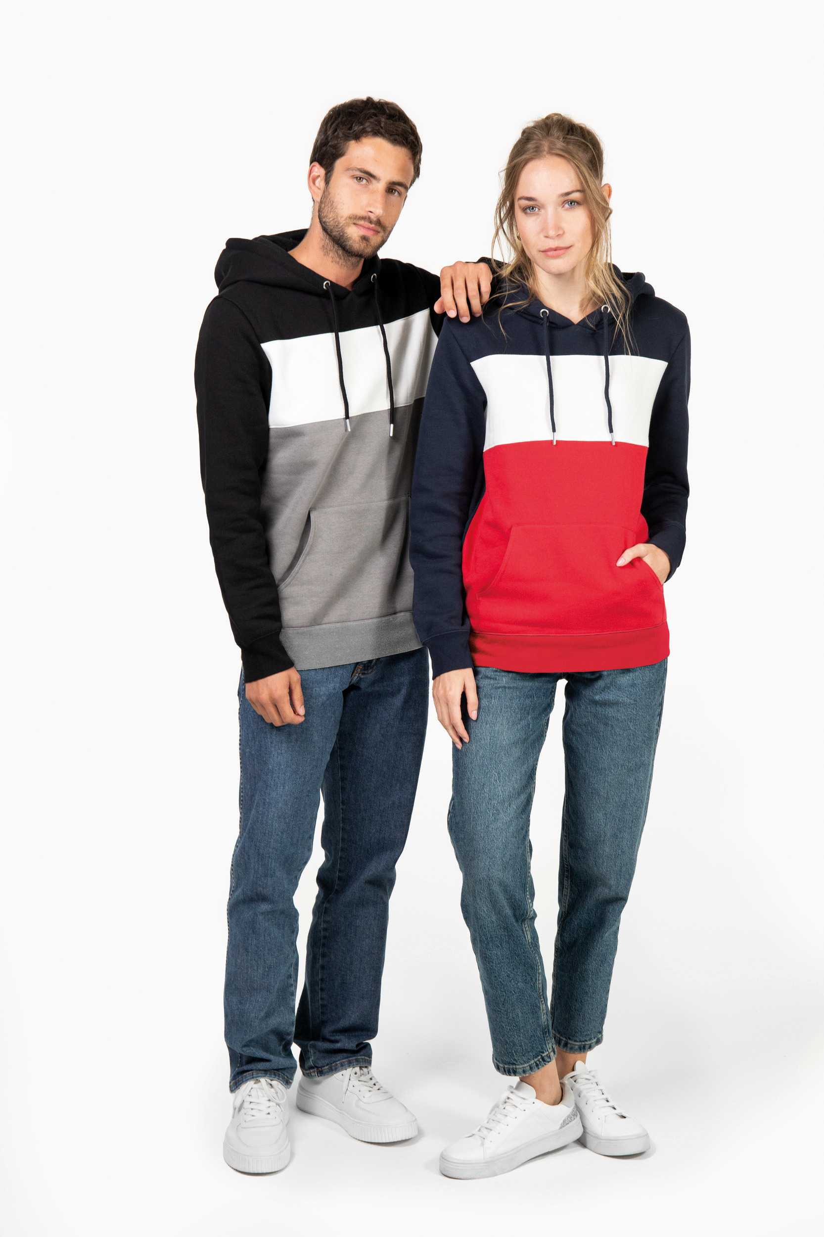  Kariban Sudadera tricolor con capucha unisex