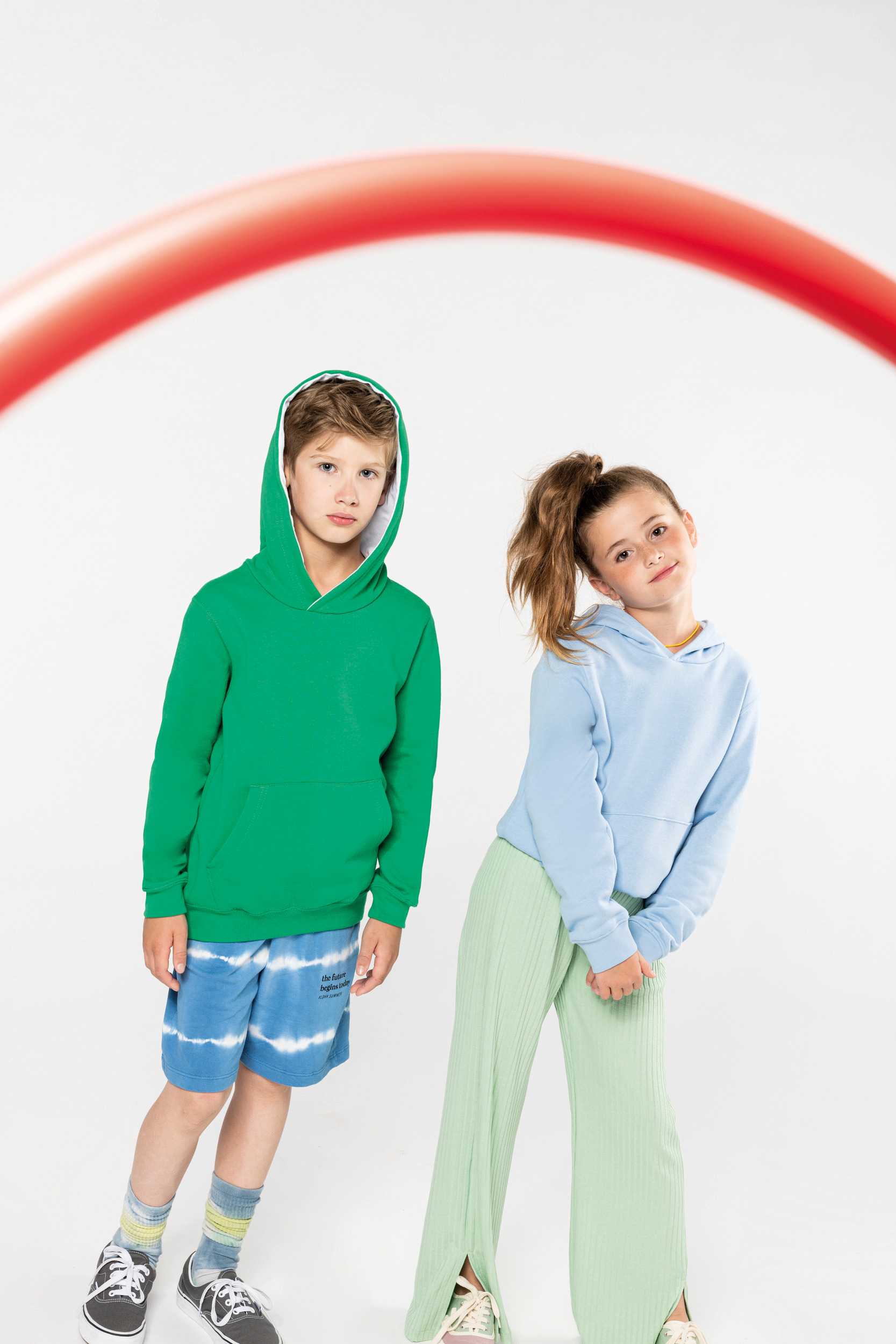  Kariban Sudadera capucha contrastada niños