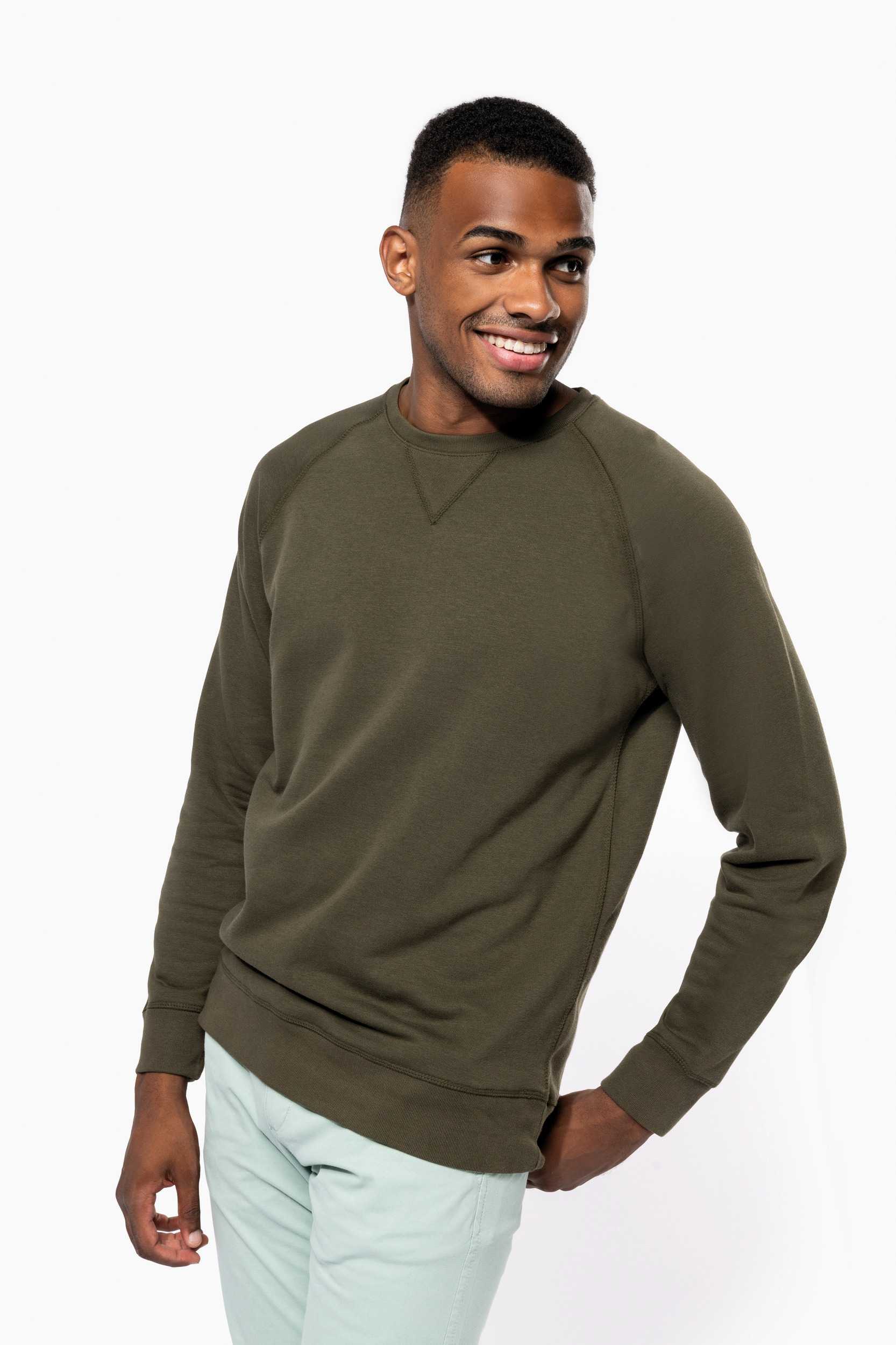  Kariban Sudadera algodón orgánico con cuello redondo y mangas raglán