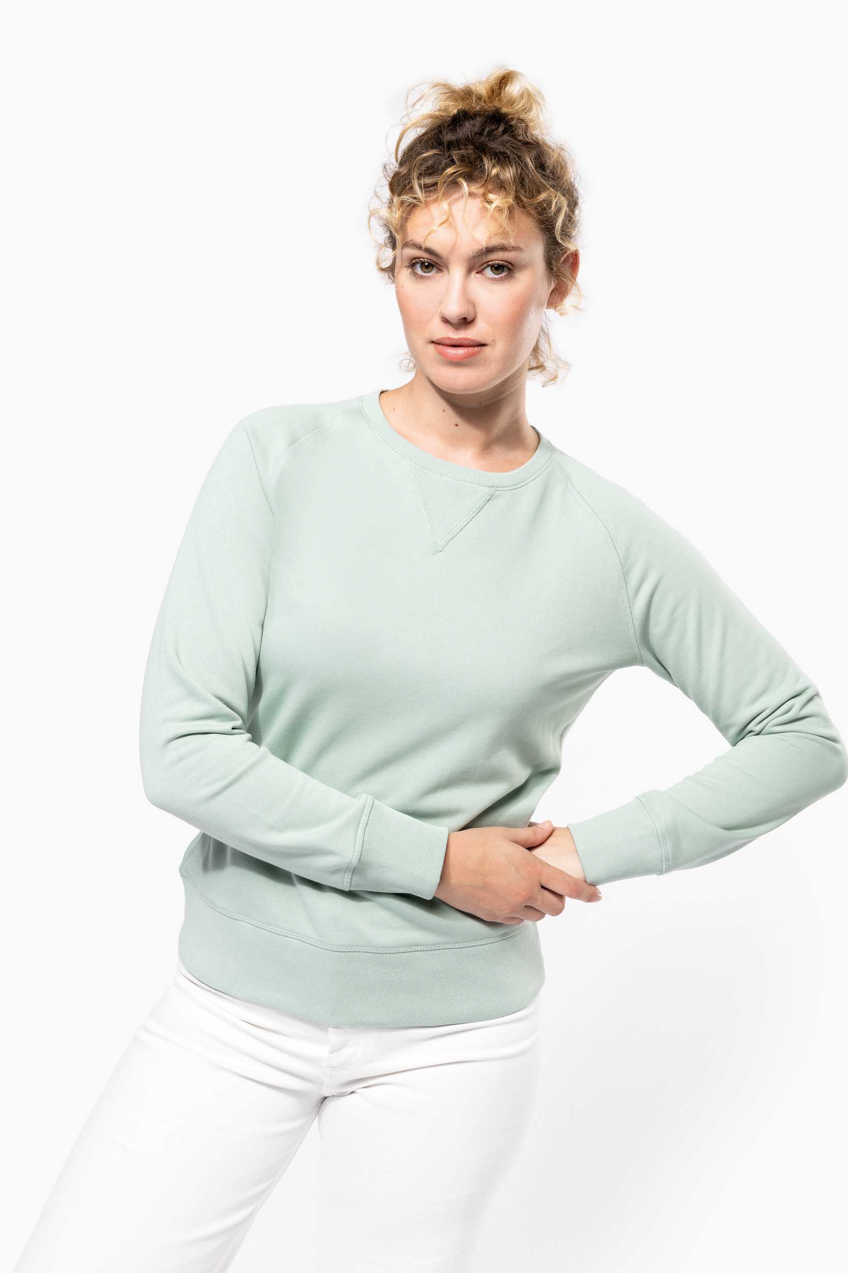  Kariban Sudadera algodón orgánico con cuello redondo y mangas raglan