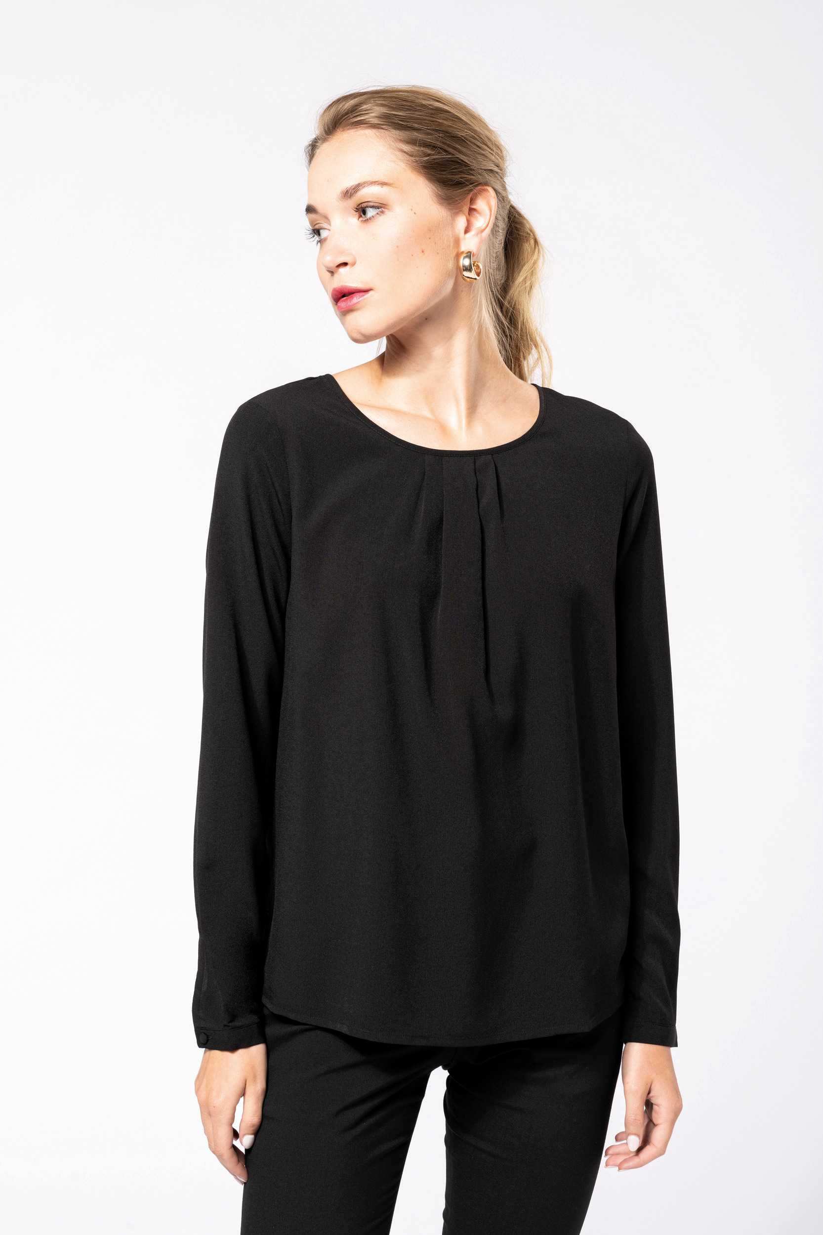  Kariban Blusa crepe manga larga mujer
