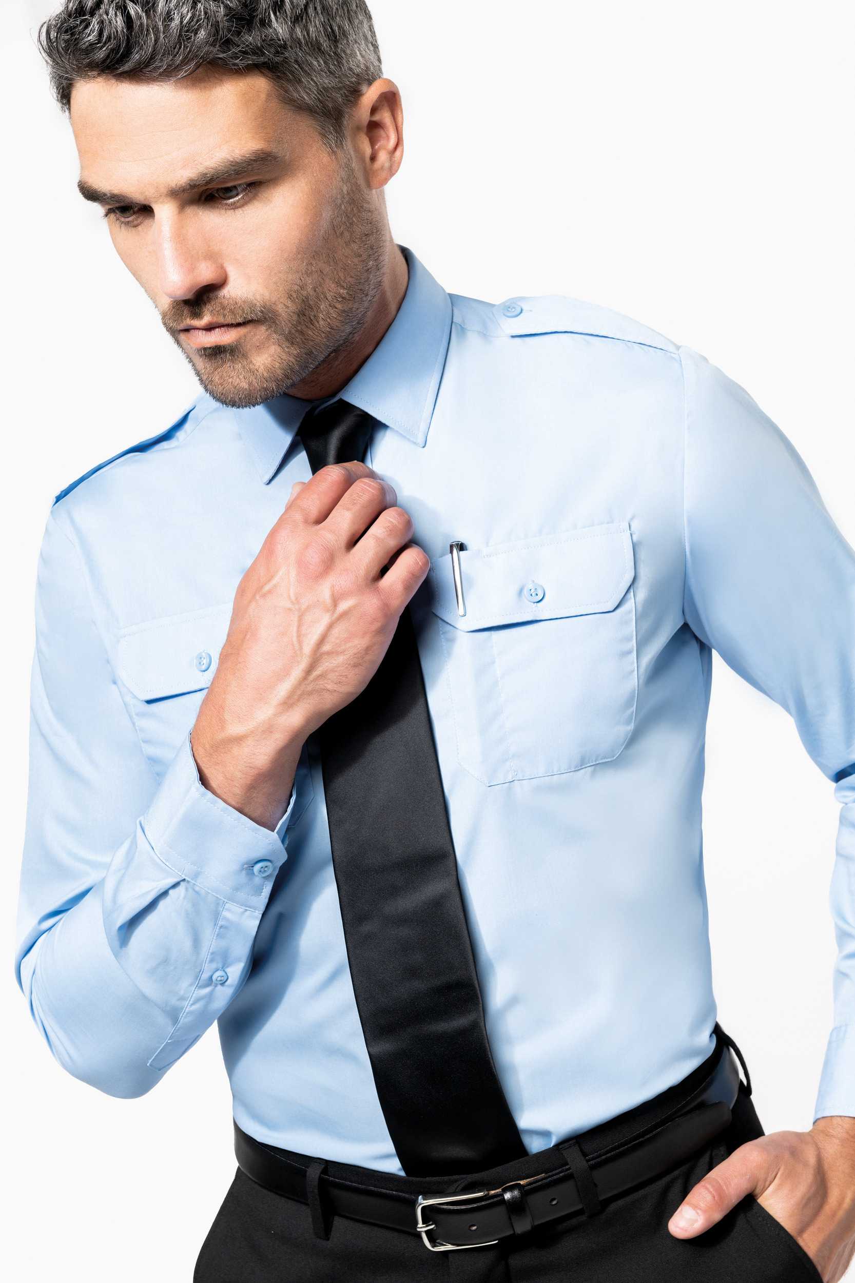  Kariban Camisa piloto manga larga hombre