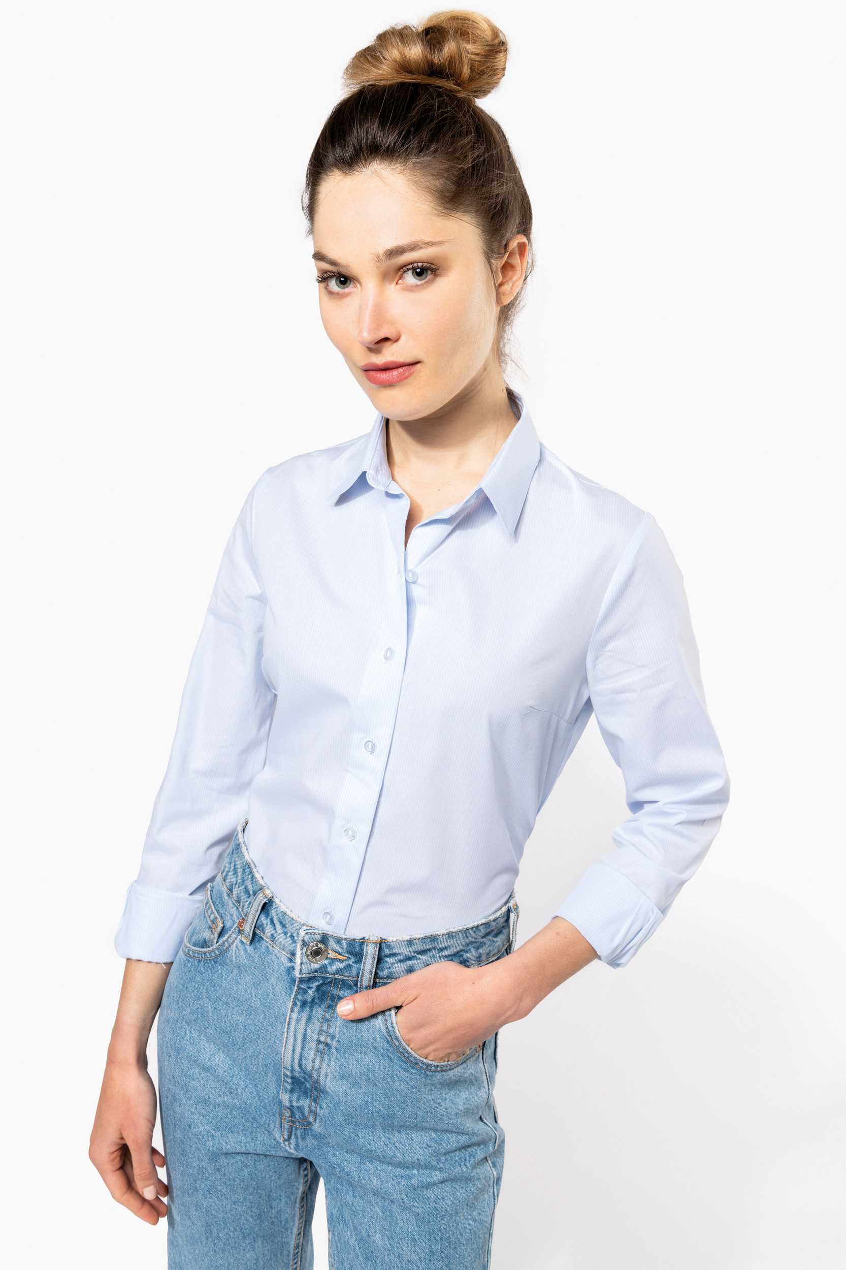  Kariban Camisa popelina manga larga mujer